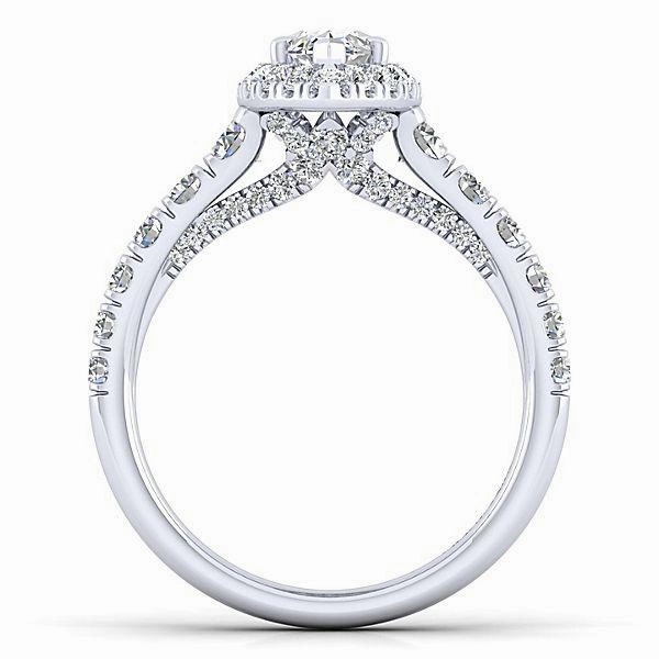 Classic Aesthetic Marquise Shaped Halo Diamond Ring .91 Cttw 14K White Gold  378A
