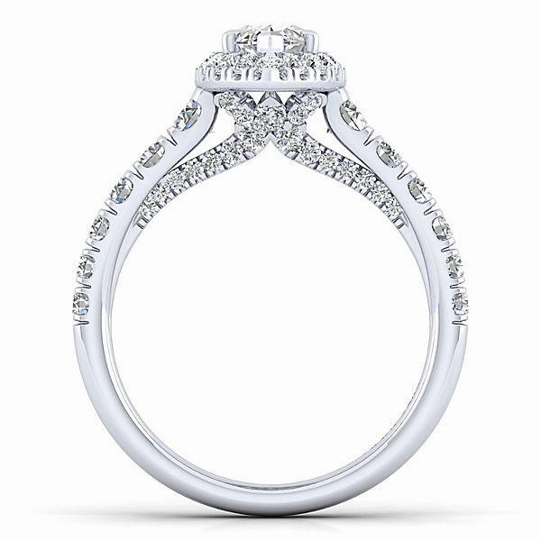 Marquise Shaped Halo Diamond Ring .91 Cttw 14K White Gold  378A Sentimental Product