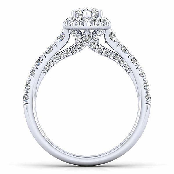 Marquise Shaped Halo Diamond Ring .91 Cttw 14K White Gold  378A Excellent Decoration