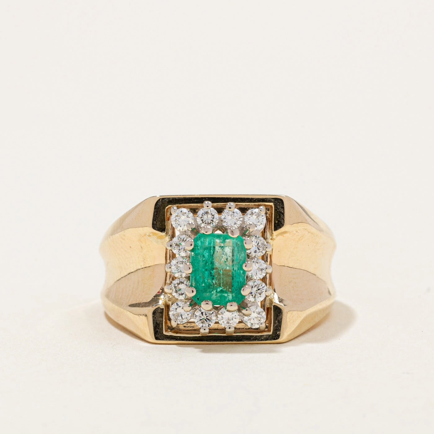 Emerald & Diamond Halo Ring | 0.75ct, 0.48ctw | SZ 9.75 | Effortless Edge Pretty Detail