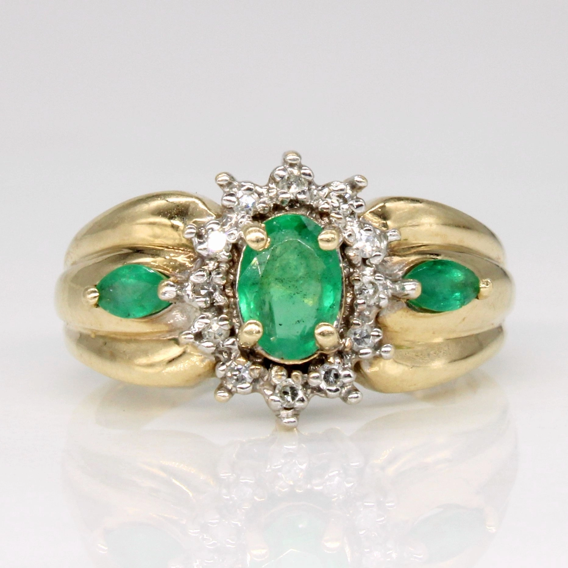Cool feature Emerald & Diamond Ring | 0.45ctw, 0.06ctw | SZ 5.25 |