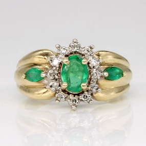 Cool feature Emerald & Diamond Ring | 0.45ctw, 0.06ctw | SZ 5.25 |