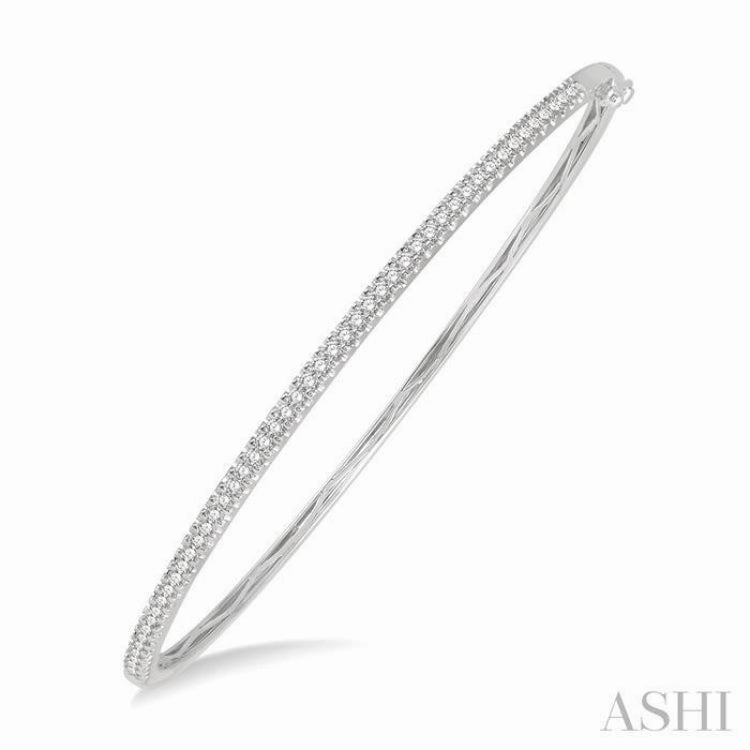 1/2 ctw Slim Round Cut Diamond Bangle in 14K White Gold Bespoke Creations Enjoyable Fusions
