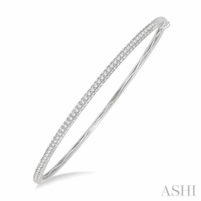 1/2 ctw Slim Round Cut Diamond Bangle in 14K White Gold Bespoke Creations Enjoyable Fusions