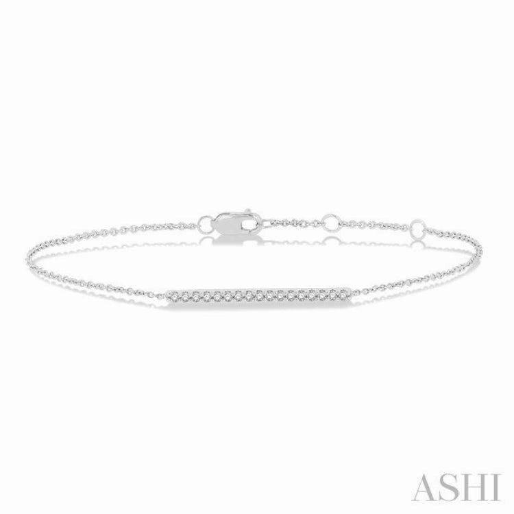 1/6 Ctw Round Cut Diamond Petite Bar Bracelet in 10K White Gold Blessed Composites