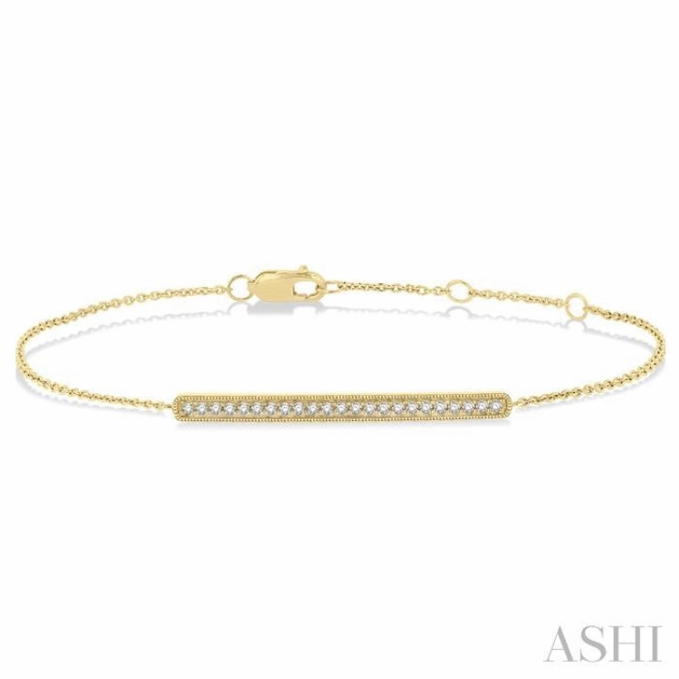 1/6 Ctw Bar Center Round Cut Diamond Petite Bracelet in 10K Yellow Gold Unpretentious Glam