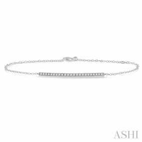 Clear Unification 1/5 Ctw Bar Shape Round Cut Diamond Link Chain Bracelet in 10K White Gold