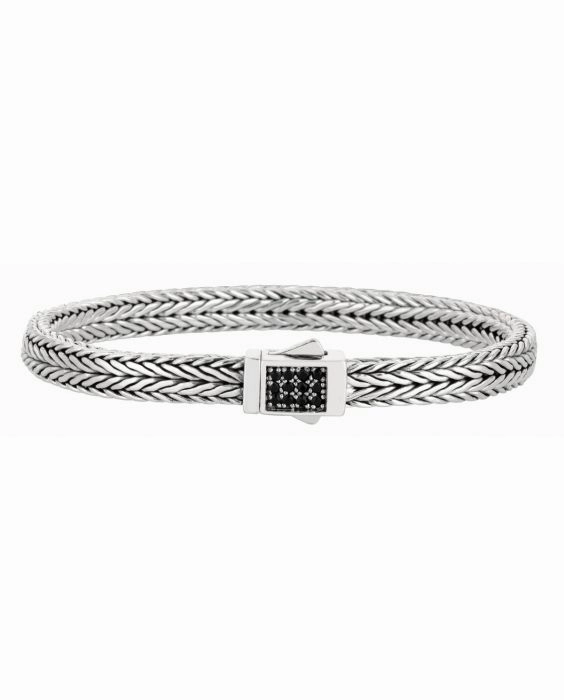 Adventure Gear Holy Composites Gents Sterling Silver Weave Bracelet with Black Sapphire Box Clasp