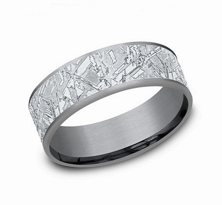 Balanced Contour highly recommended GENTS TANTALUM/GOLD FAUX METEORITE WEDDING BAND