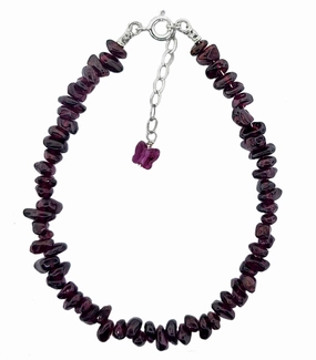Wardrobe Staple Genuine Garnet Gem Chip Bracelet with Beads Sterling Silver Handmade