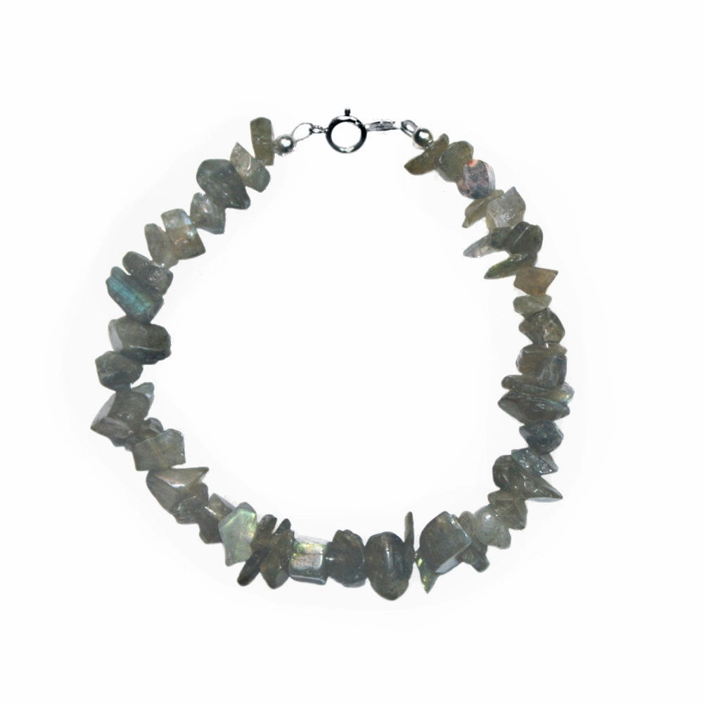 Genuine Labradorite Gem Chip Bracelet Sterling Silver Handmade All Style Feminine Light