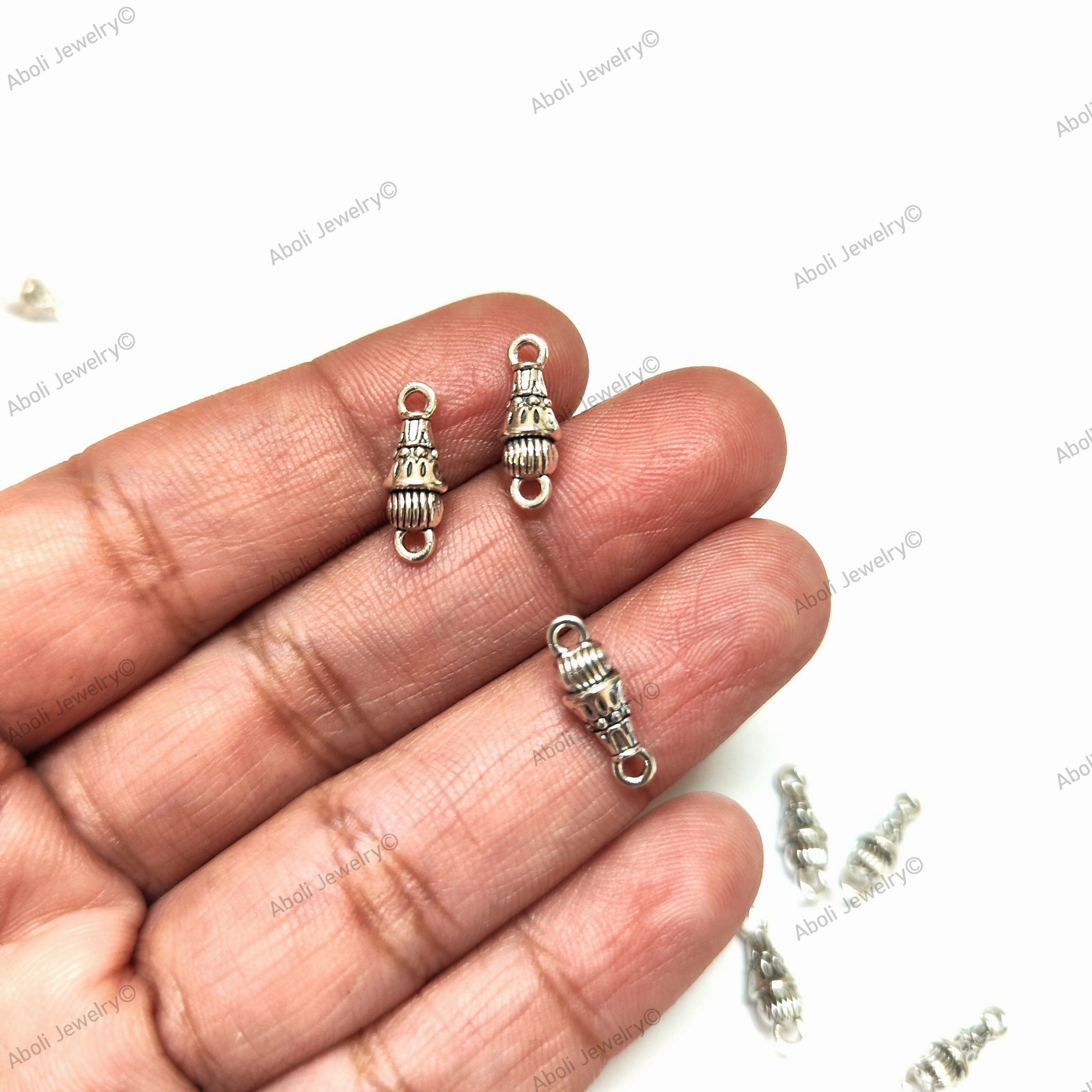 German silver connectors beads metal dangles jhumki 14 x 5 mm dangle charms latkan metal beads GSDB10 10 gm Layered Spark