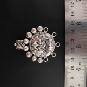 Timeless Glam Chic Style German silver Ganesha tribal pendant 5 loops SP209