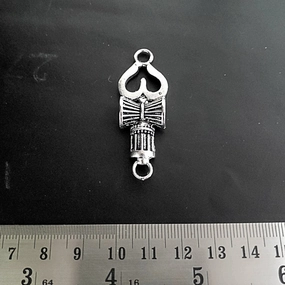 Formal Look German silver Trishul Damru Shiva Trident pendant rakhi connector SP233