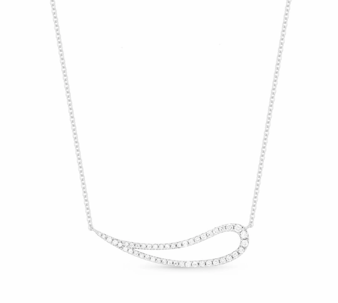 Minimalist Style Minimal Touch Sterling Silver Horizontal Curved Teardrop Necklace