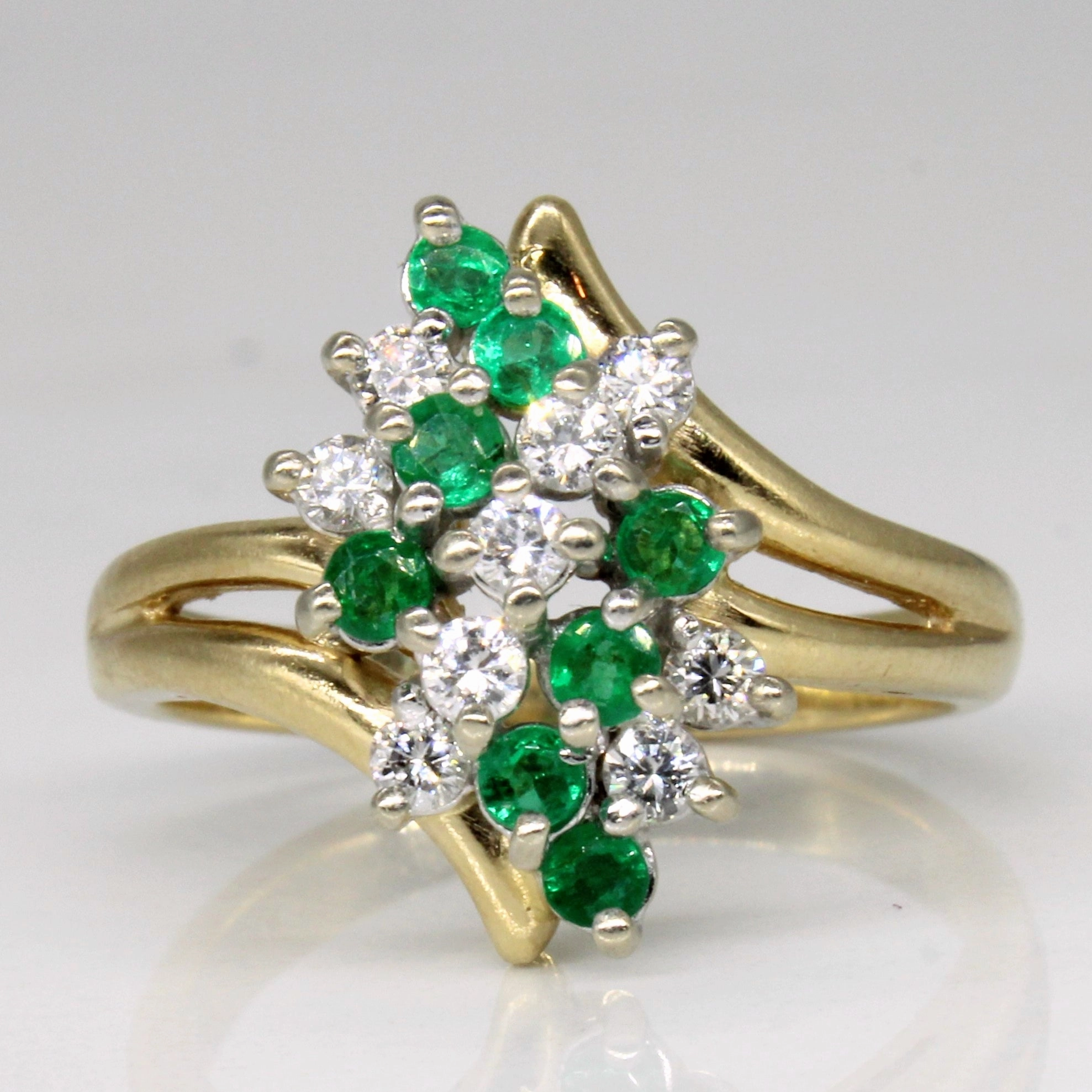 Diamond & Emerald Waterfall Ring | 0.27ctw, 0.18ctw | SZ 6.75 | Luxury Edge