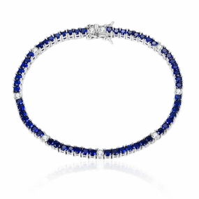 Festival Outfit Sterling Silver Sapphire Colored CZ Stone Bracelets