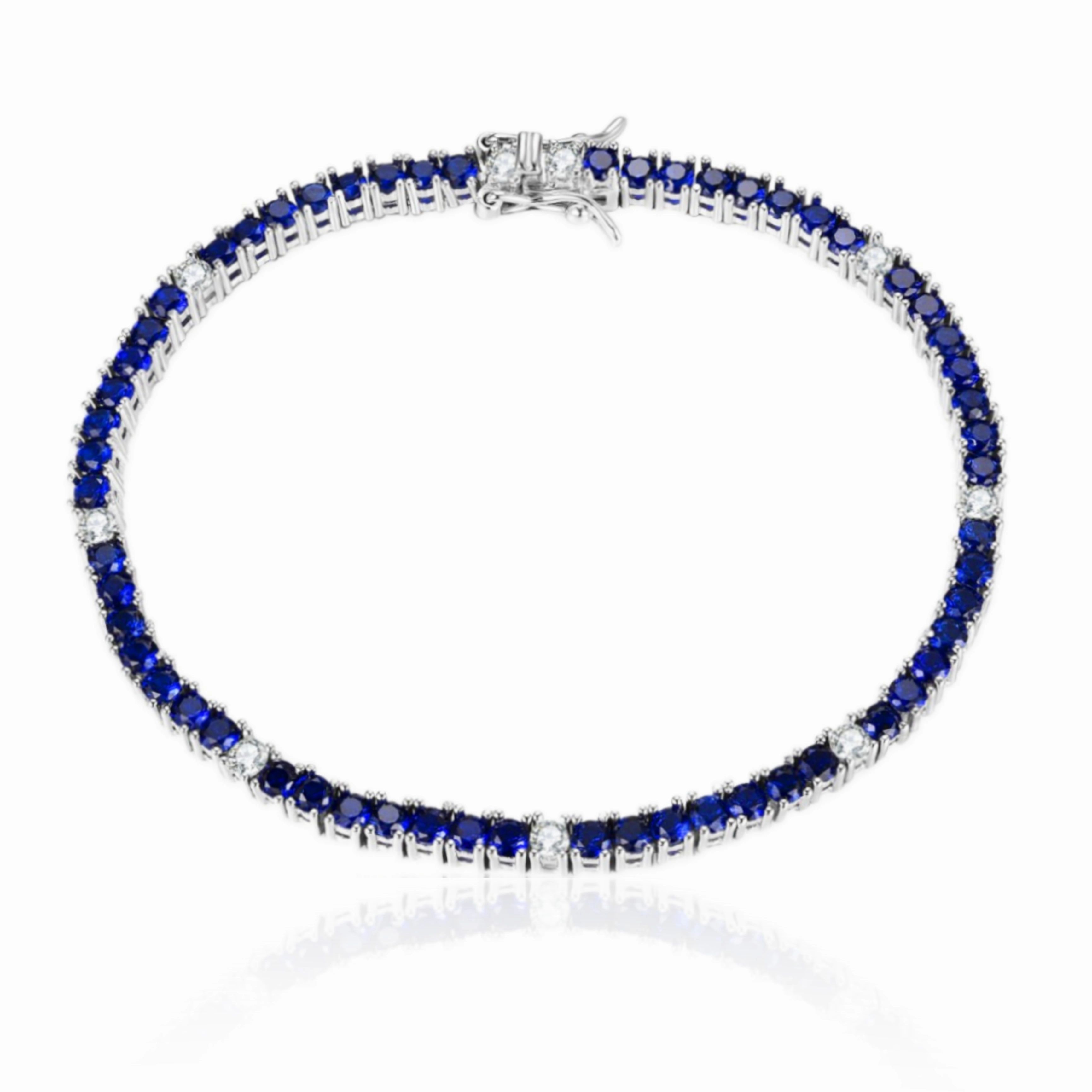 Festival Outfit Sterling Silver Sapphire Colored CZ Stone Bracelets