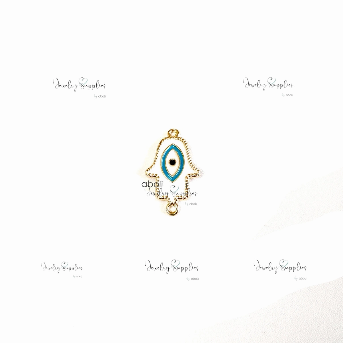 White evil eye connector charm for evil eye rakhi bracelet Radiant Form
