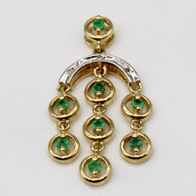 Emerald & Diamond Drop Pendant | 0.14ctw, 0.02ctw | Bright Touch Eye-Catching Sparkle