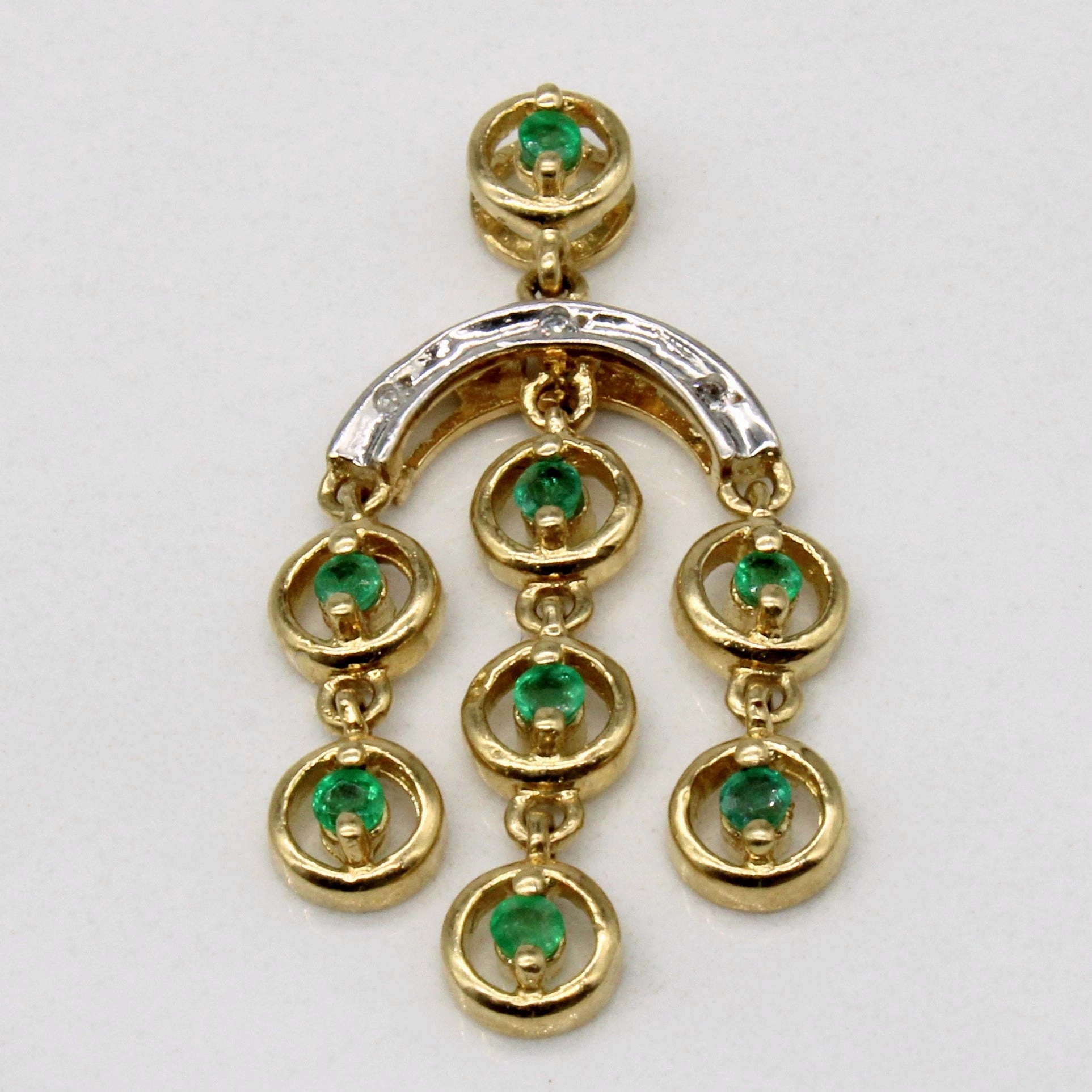 Emerald & Diamond Drop Pendant | 0.14ctw, 0.02ctw | Bright Touch Eye-Catching Sparkle