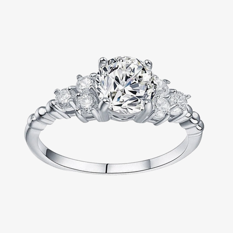 925 Sterling Silver Round Cut Perfect Gems Ring Minimal Piece