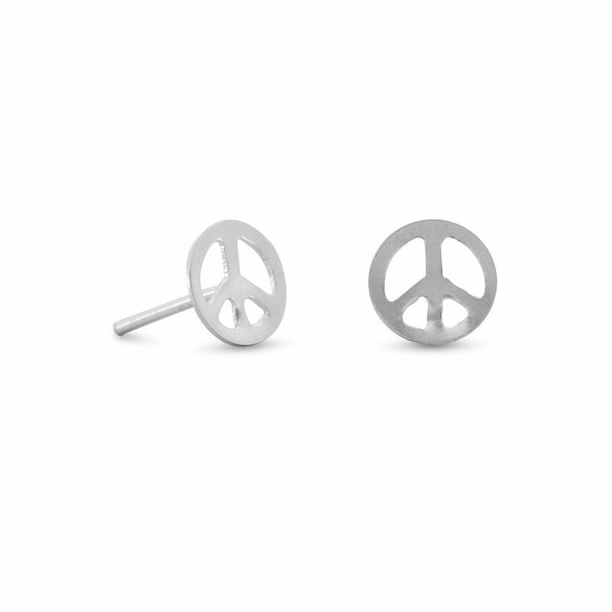 Delicate Details Peace Sign Post Stud Earrings 7mm Polished Sterling Silver