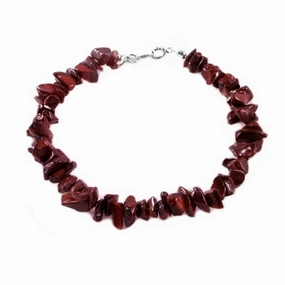 Genuine Red Tiger Eye Gem Chip Bracelet Sterling Silver Handmade Daywear Style Finest Feature
