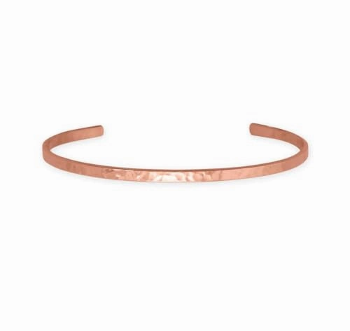 Hammered Finish Copper Cuff Bracelet 3.2mm width - Made in the USA Graceful Contour