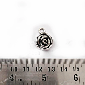 Luxe Shine Chic Sparkle Silver rose charm Silver rose flower charm tibetan silver floral charm CHMS53 1 piece