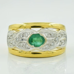 Emerald & Diamond Ring | 0.32ct, 0.18ctw | SZ 6 | Lightweight Glam