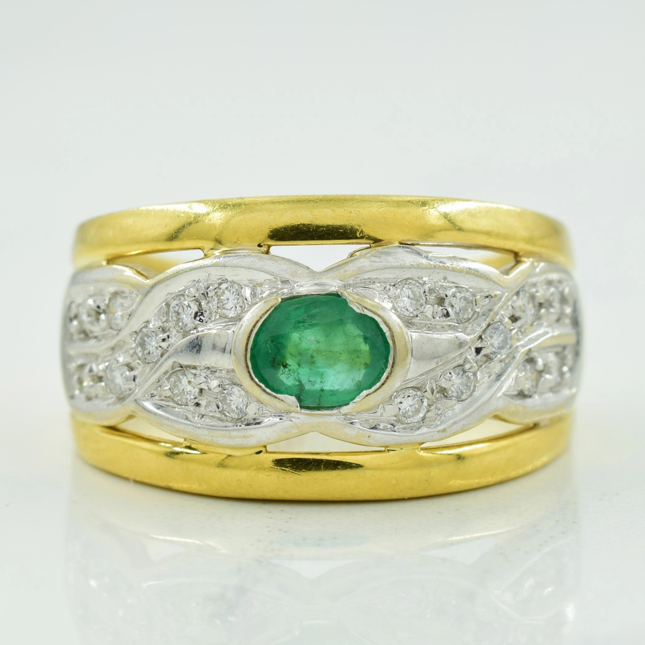Emerald & Diamond Ring | 0.32ct, 0.18ctw | SZ 6 | Lightweight Glam