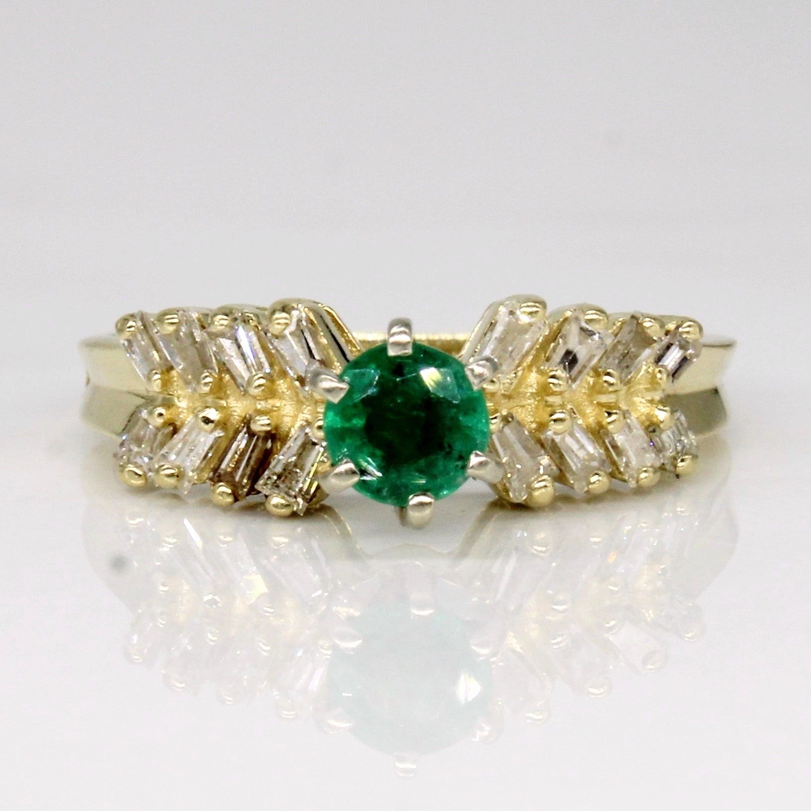 Layered Elegance Spark Moment Emerald & Diamond 14k  Ring | 0.25ct, 0.16ctw | SZ 5.5 |