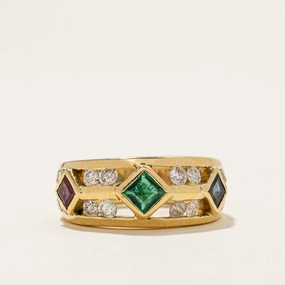 Multi Gemstone & Diamond Ring | 0.75ctw, 0.80ctw | SZ 8 Luxe Shine Up