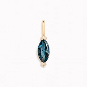 September Birthstone Pendant 14k Gold - London Blue Topaz Shining Edge
