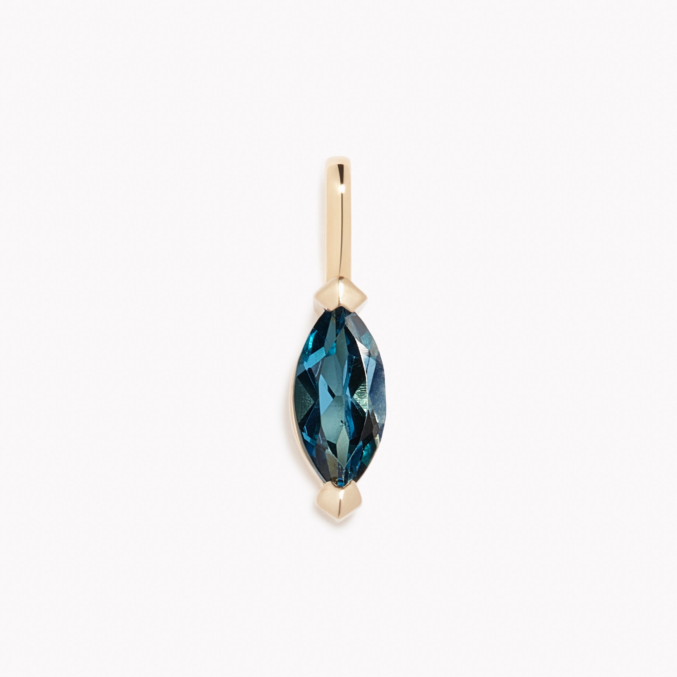 September Birthstone Pendant 14k Gold - London Blue Topaz Shining Edge