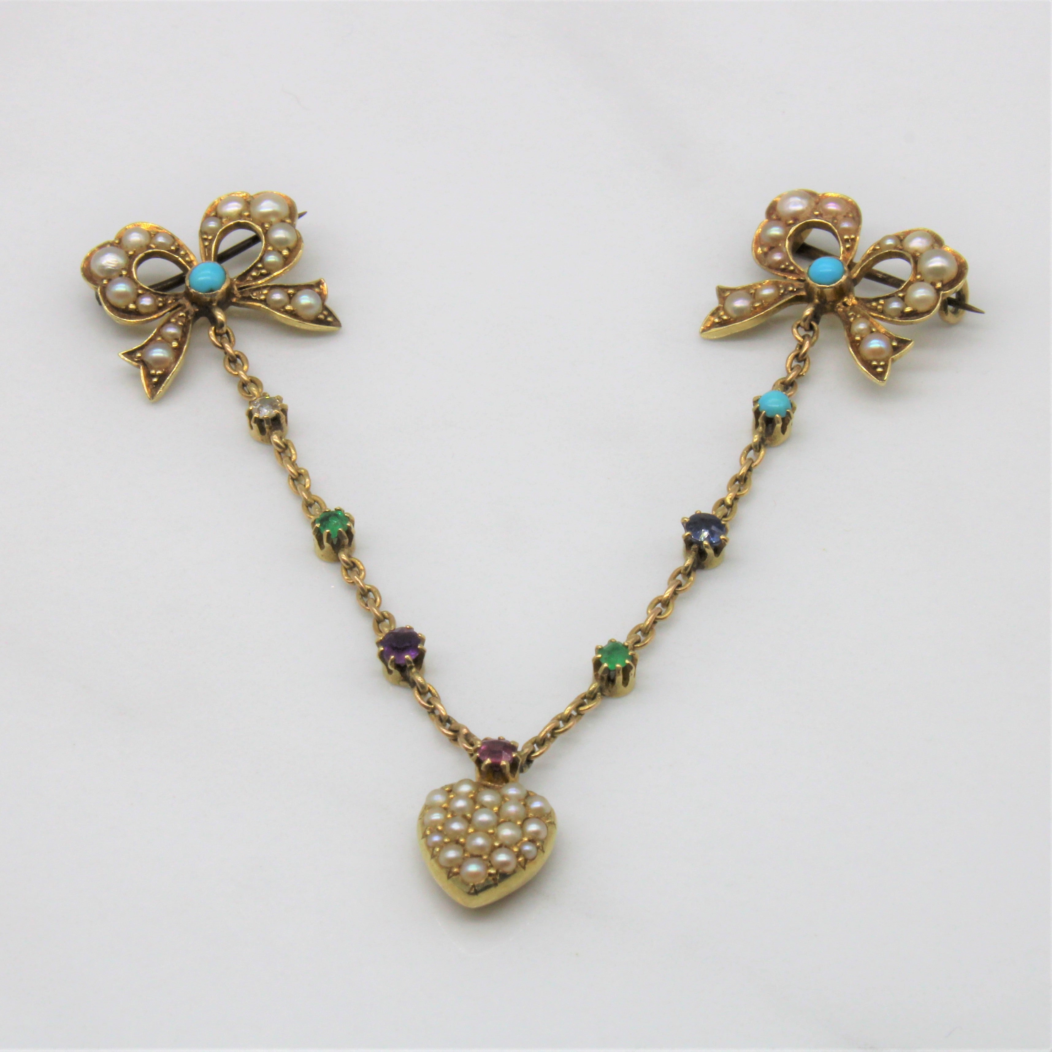 Victorian Multi Gem Cloak Closure | 0.40ctw | 4" | Vintage feel