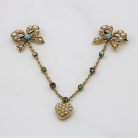 Victorian Multi Gem Cloak Closure | 0.40ctw | 4" | Vintage feel