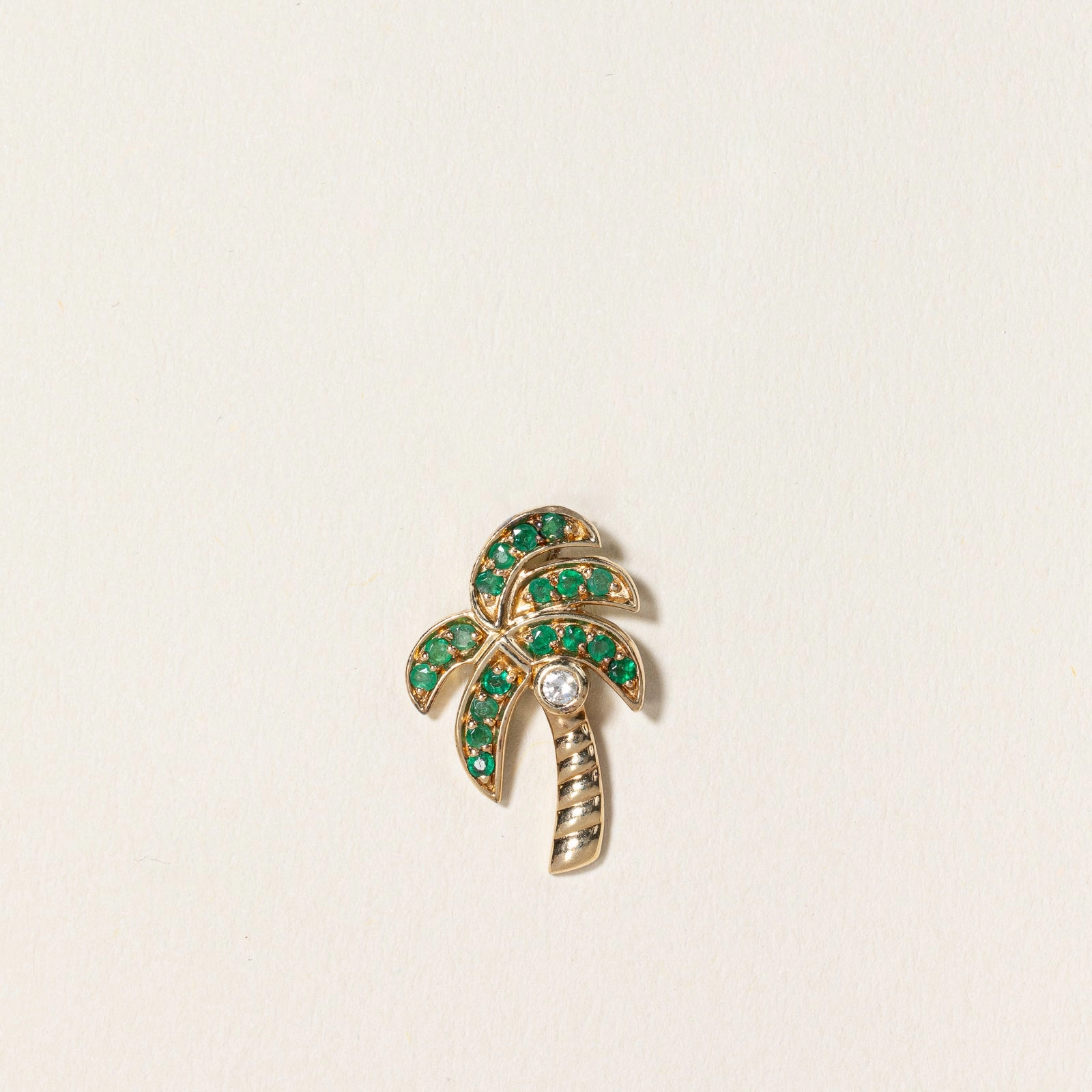 Chic Layer Emerald & Diamond Palm Tree Pendant | 0.10ctw, 0.03ct |