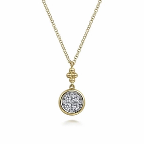 14K White & Yellow Gold .25cttw Diamond Cluster Bujukan Drop Pendant with a 17.5 inch chain Timeless Symbol Vintage Object