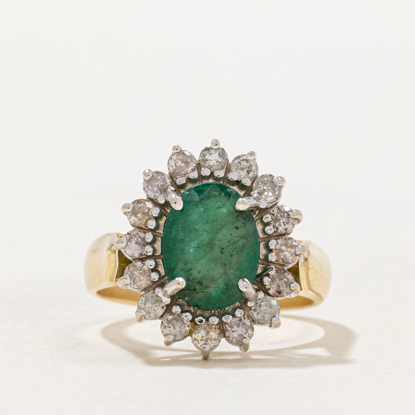 Special Gift Party essential Emerald & Diamond Halo Cocktail Ring | 1.58ct, 0.61ctw | SZ 6.5 |