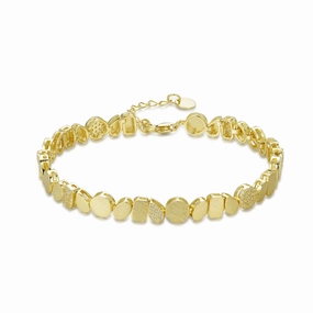 Timeless Impression Minimal Chic Gold Plated Sterling Silver Multi Shaped Link Bracelet