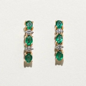 Emerald & Diamond Drop Earrings | 0.72ctw, 0.02ctw Casual Classic Smart Casual