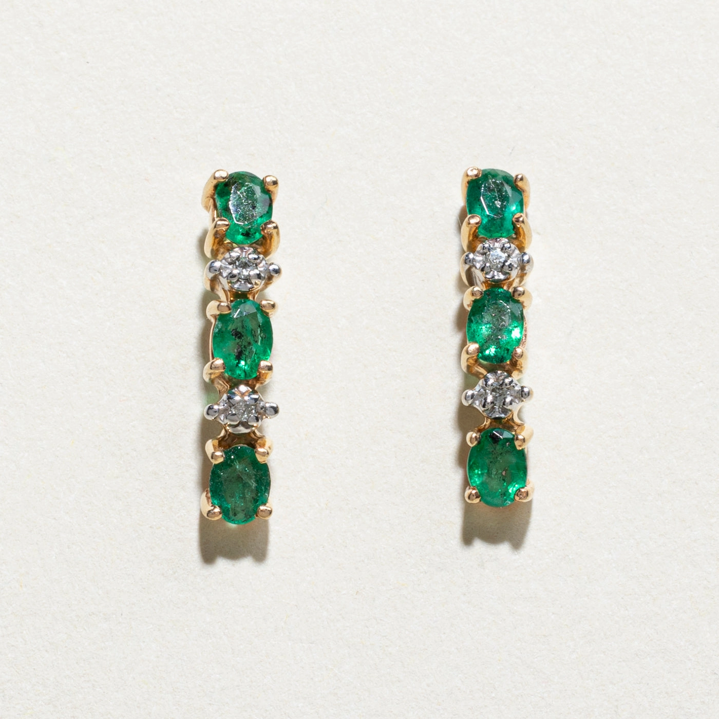 Emerald & Diamond Drop Earrings | 0.72ctw, 0.02ctw Casual Classic Smart Casual