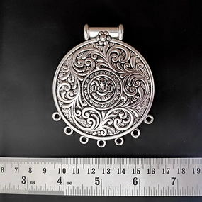 Oxidised silver big round pendant SP203 Quick Shine