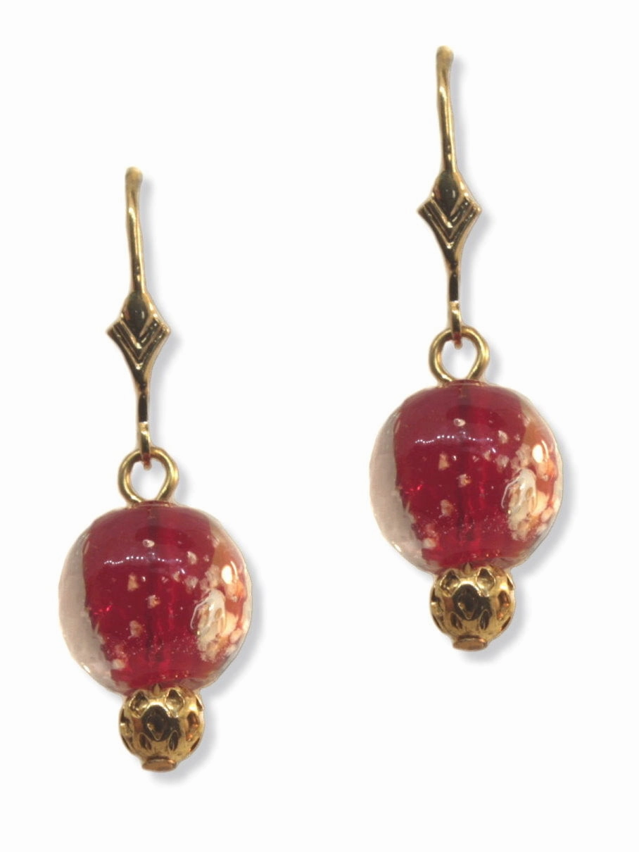 Glow in the Dark Earrings Red Handmade Lampwork Glass Dangles Delicate Feature