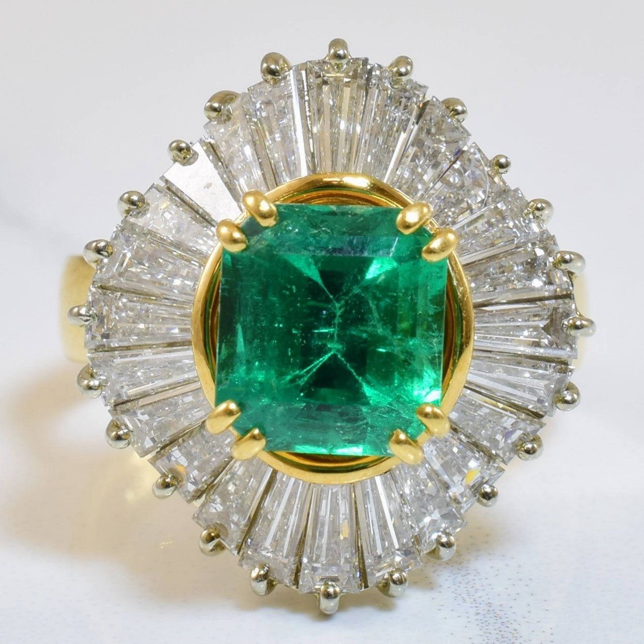 Exquisite Piece 'Brinkhaus' Emerald & Diamond Ballerina Ring | 3.00ct, 1.68ctw | SZ 7 |
