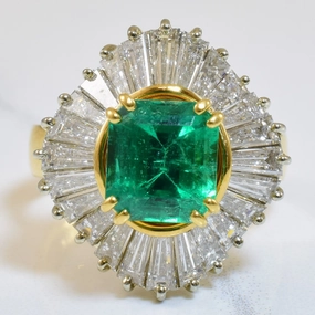 Exquisite Piece 'Brinkhaus' Emerald & Diamond Ballerina Ring | 3.00ct, 1.68ctw | SZ 7 |
