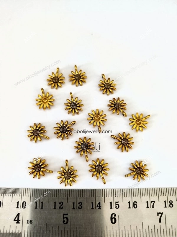 Radiant Look Vintage Accent Golden flower Charms CHMG127 10 gm