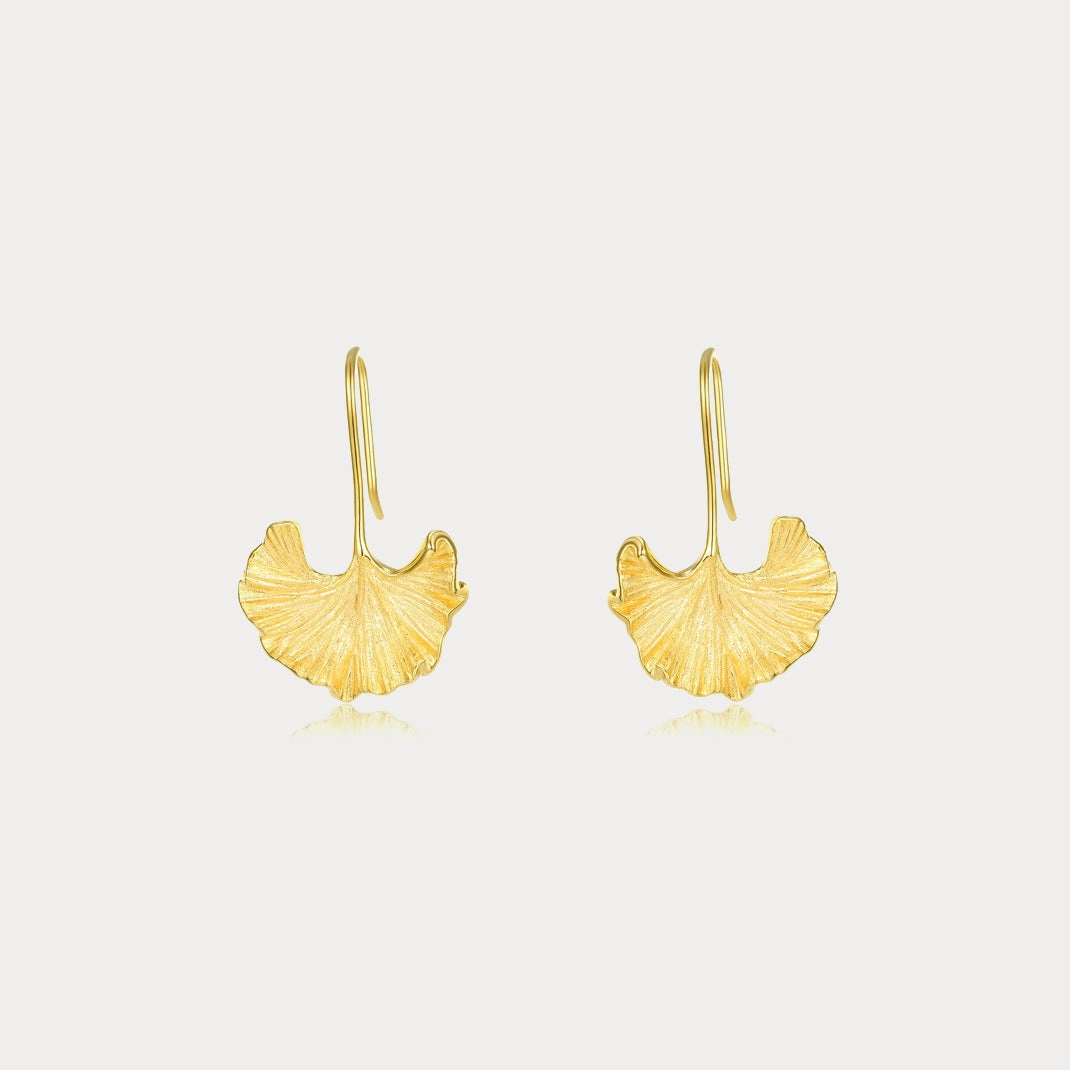 Gold Ginkgo Leaf Earrings Gift Feature Radiant Look